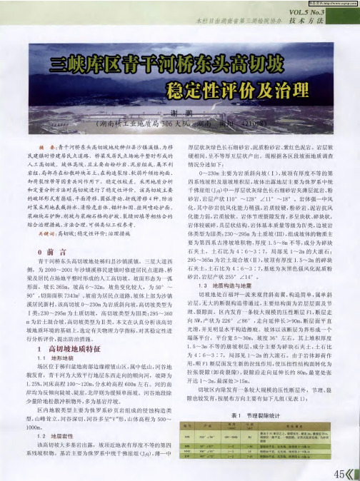 三峡库区青干河桥东头高切坡稳定性评价及治理