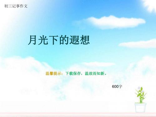 初三记事作文《月光下的遐想》600字(总9页PPT)