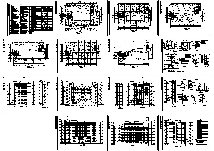 6层框架结构办公楼完整建筑设计cad施工图