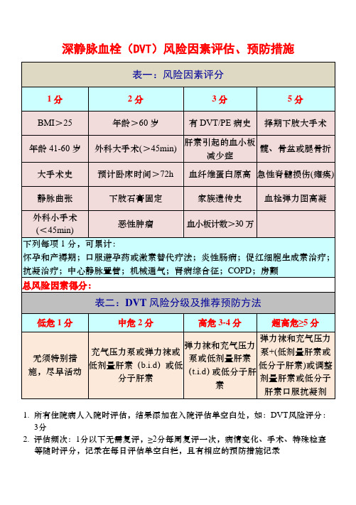 深静脉血栓(DVT)风险因素评估、预防措施(1)