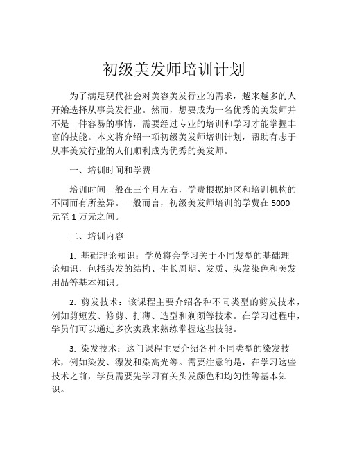 初级美发师培训计划