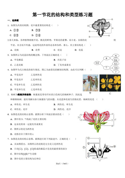 第一节花的结构和类型练习题