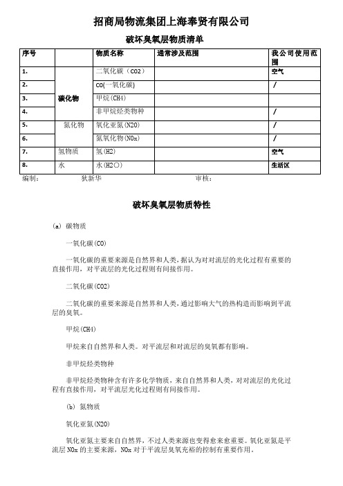 关于破坏臭氧层物质的评估报告