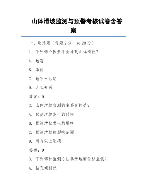 山体滑坡监测与预警考核试卷含答案