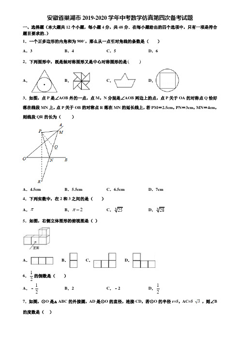 安徽省巢湖市2019-2020学年中考数学仿真第四次备考试题含解析