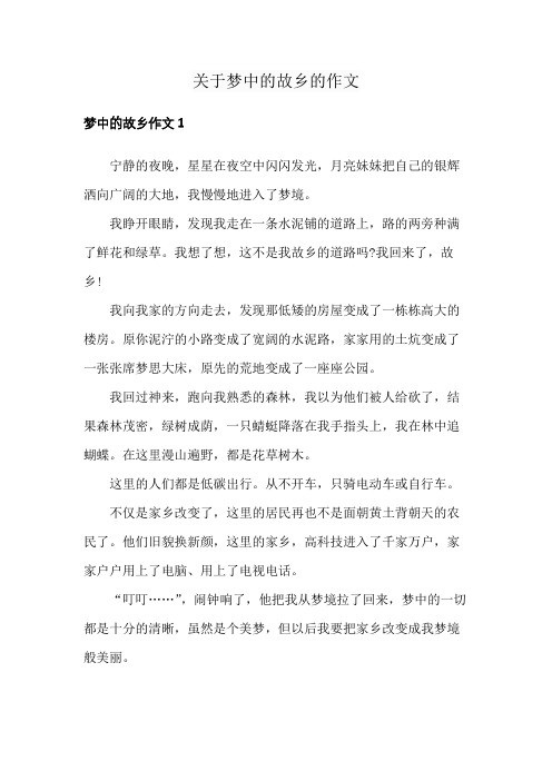 关于梦中的故乡的作文