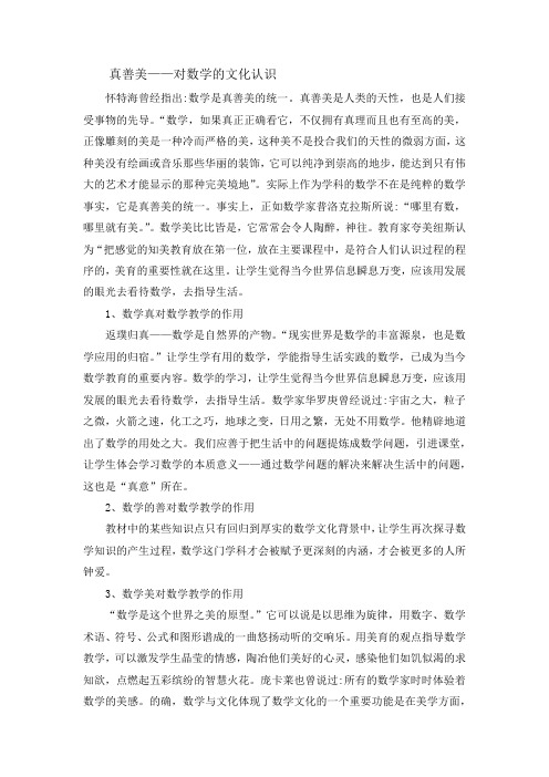 真善美——对数学的文化认识