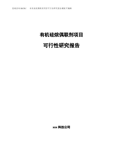 有机硅烷偶联剂项目可行性研究报告模板可编辑