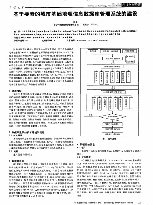 基于要素的城市基础地理信息数据库管理系统的建设