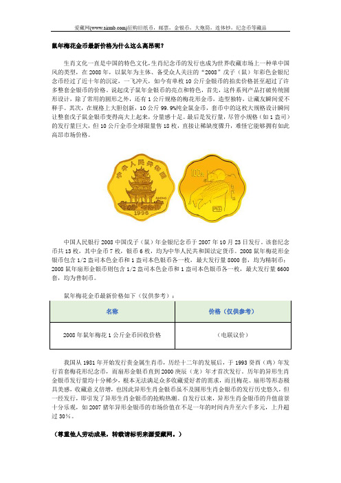 鼠年梅花金币最新价格为什么这么高昂呢？