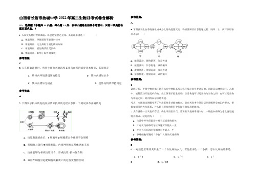 山西省长治市故城中学2022年高二生物月考试卷含解析