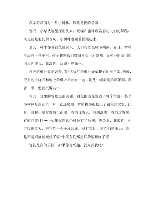 我的乐园小树林春夏秋冬的作文400字