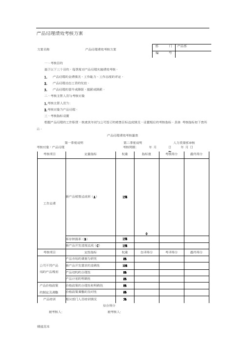 产品经理绩效考核方案最新版