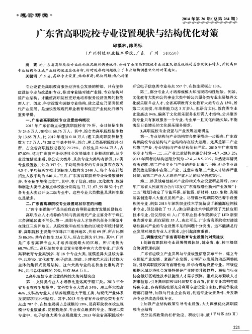 广东省高职院校专业设置现状与结构优化对策