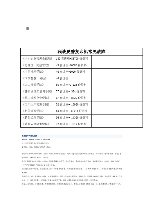 浅谈夏普复印机常见故障