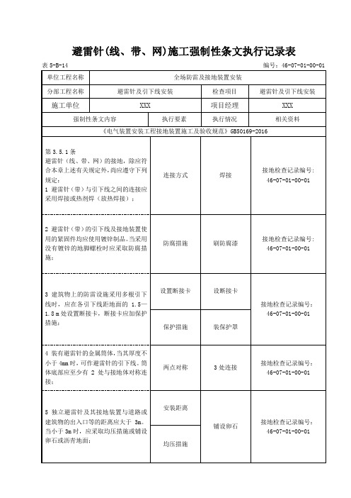 08-01-01站区避雷针及接地线安装强制性条文执行记录表 (2)