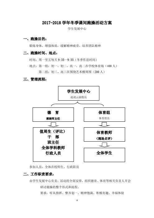 20171224 冬季课间跑操活动方案