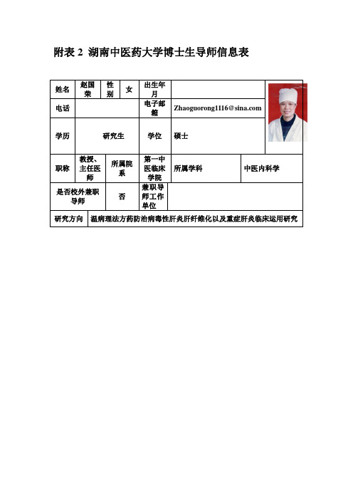 附表2 湖南中医药大学博士生导师信息表