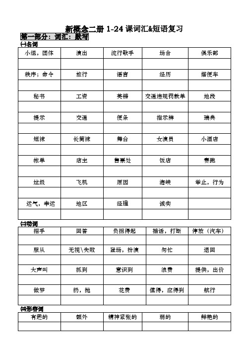 新概念二册1-24课词汇&短语复习