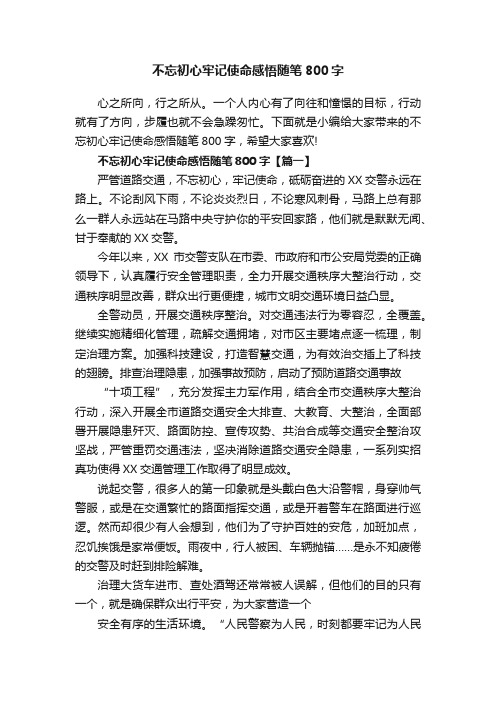 不忘初心牢记使命感悟随笔800字