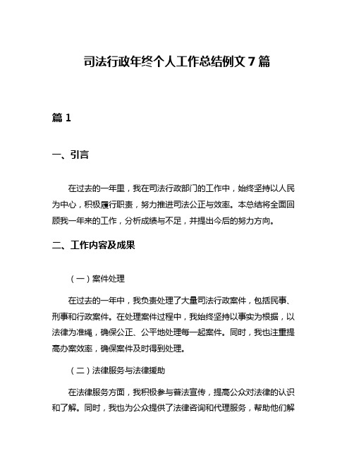 司法行政年终个人工作总结例文7篇