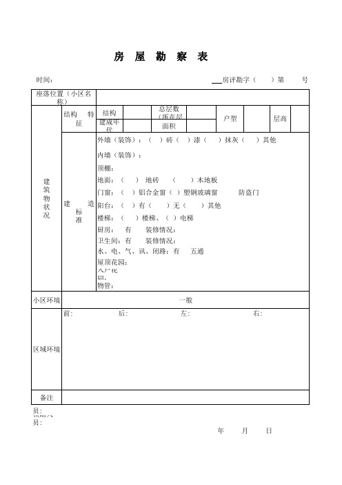 (重要)房地产土地估价、资产评估现场查勘表