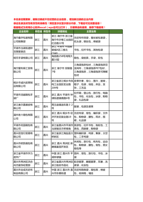 新版浙江省嘉兴包袋工商企业公司商家名录名单联系方式大全115家