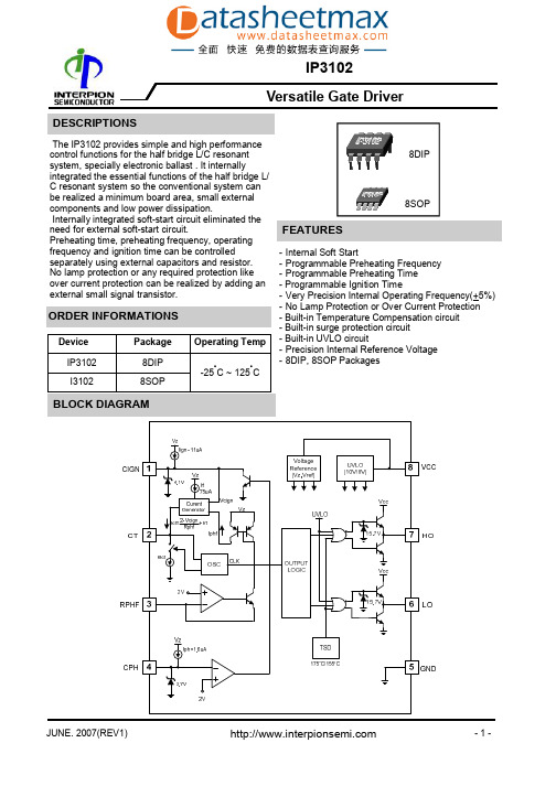 IC datasheet pdf-IP3102,pdf datasheet (Versatile Gate Driver)