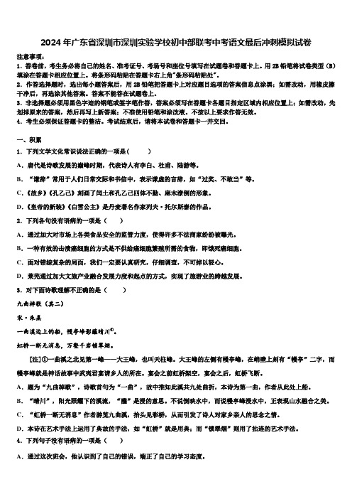 2024年广东省深圳市深圳实验学校初中部联考中考语文最后冲刺模拟试卷含解析