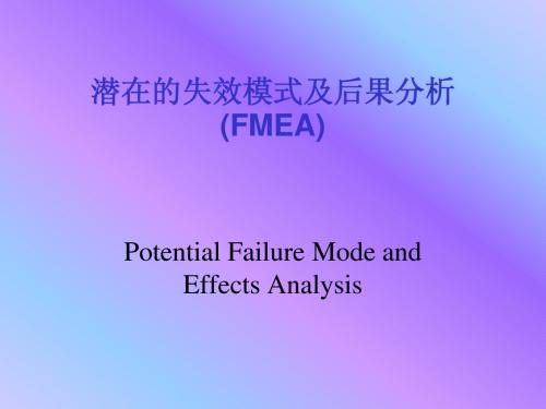 潜在的失效模式及后果分析(FMEA)