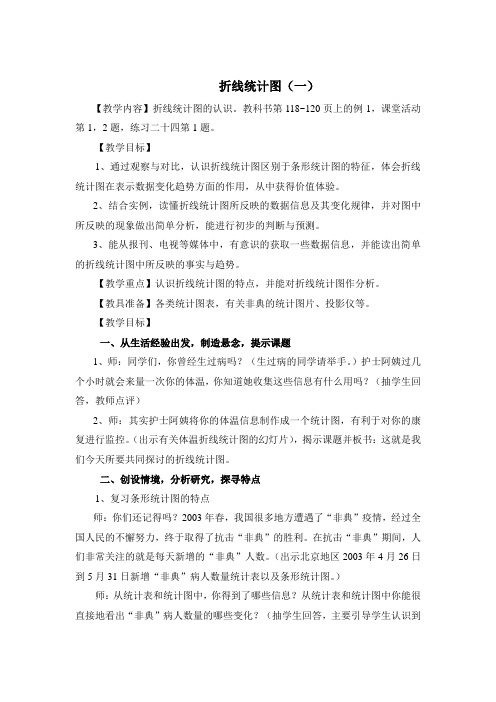 最新人教版六年级下册数学折线统计图(一)精品教案 (1)