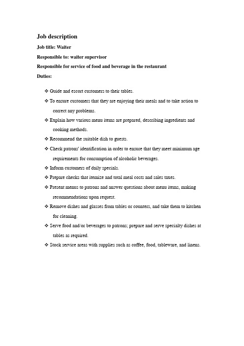 Job description