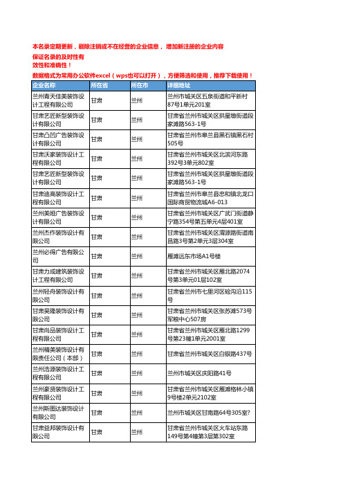 2020新版甘肃兰州装饰设计企业公司名录名单黄页联系方式大全303家