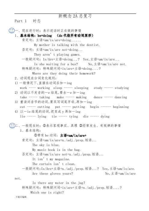 新概念青少版2A复习总结材料(语法)