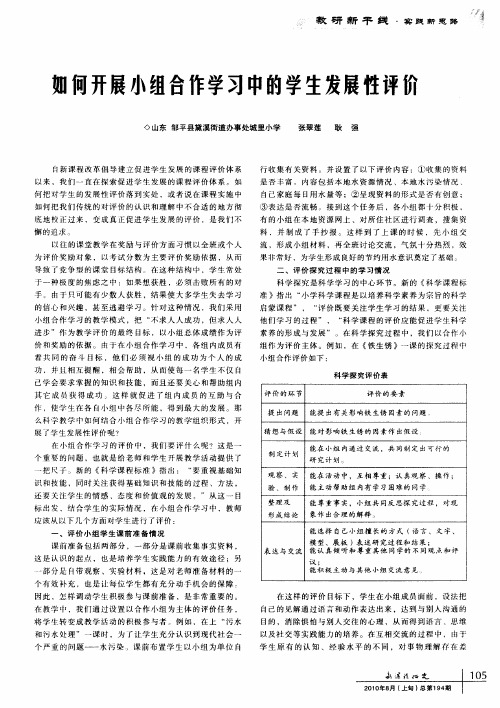 如何开展小组合作学习中的学生发展性评价