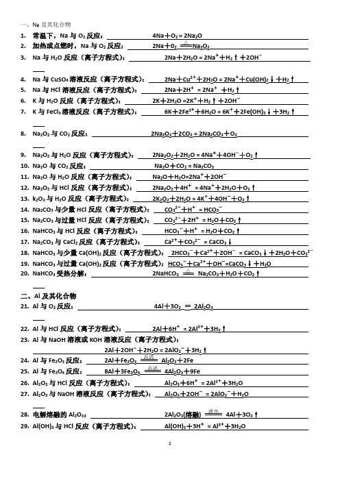 化学方程式(答案版)