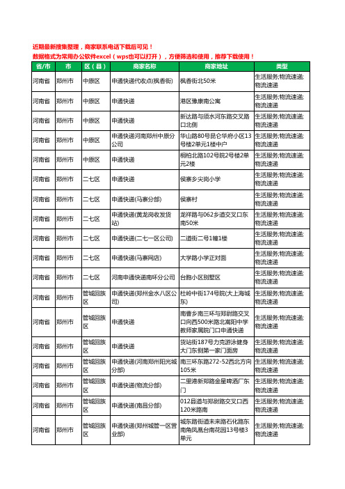 2020新版河南省郑州市申通快递工商企业公司商家名录名单黄页联系方式电话大全129家