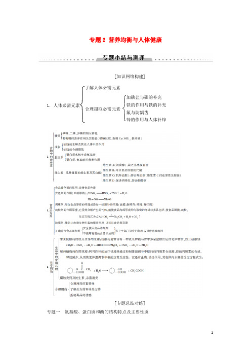 【提分必做】高中化学 专题2 营养均衡与人体健康专题小结与测评学案 苏教版选修1
