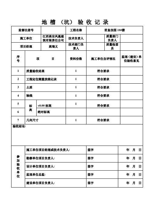 地 槽(坑)验收记录