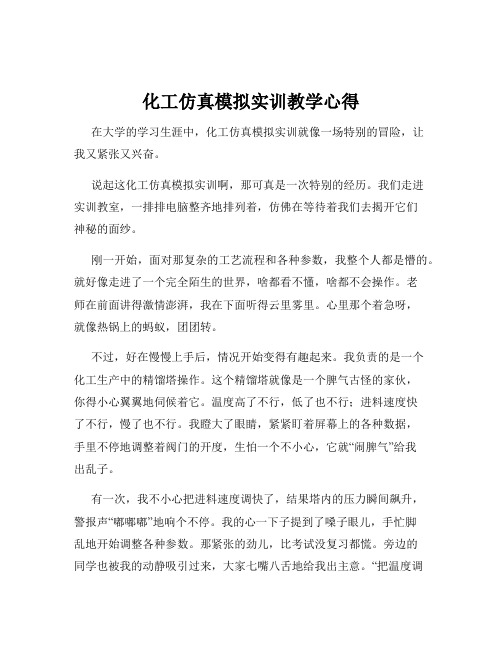 化工仿真模拟实训教学心得