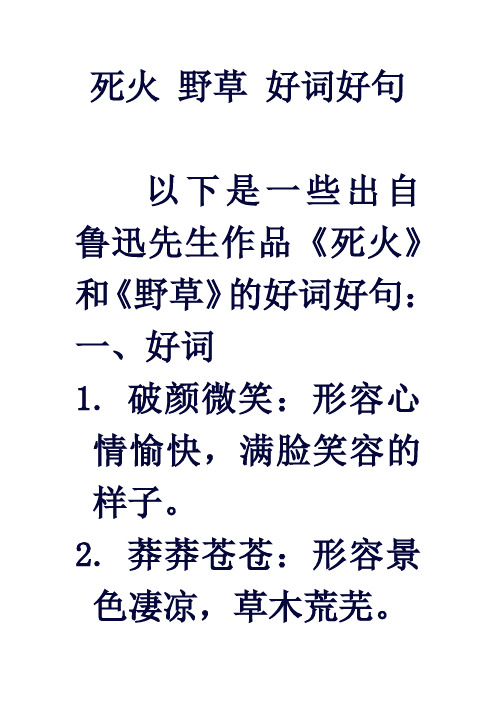 死火 野草 好词好句