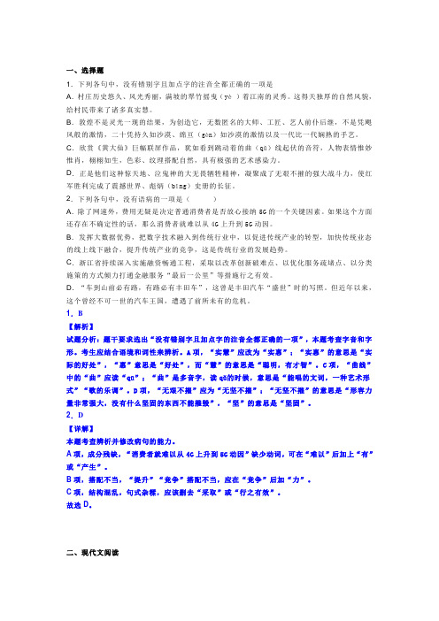 高考模拟语言文字运用练习一则及答案