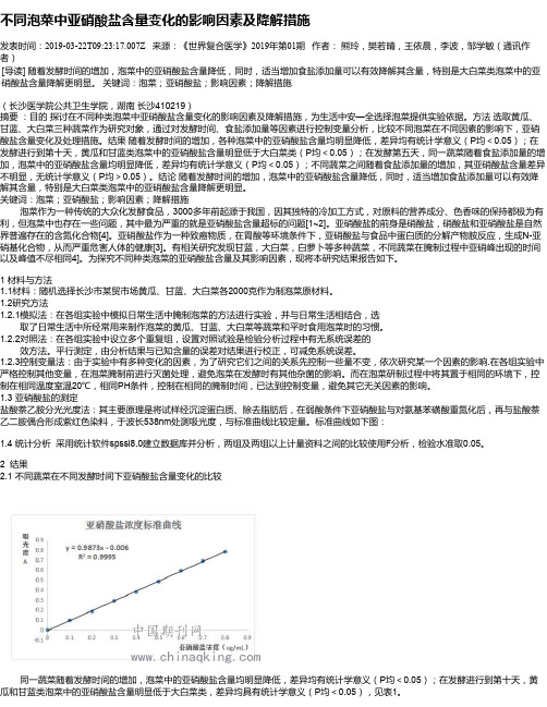 不同泡菜中亚硝酸盐含量变化的影响因素及降解措施