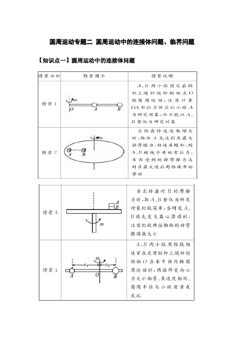 圆周运动专题二 圆周运动中的连接体问题和临界问题(教案)