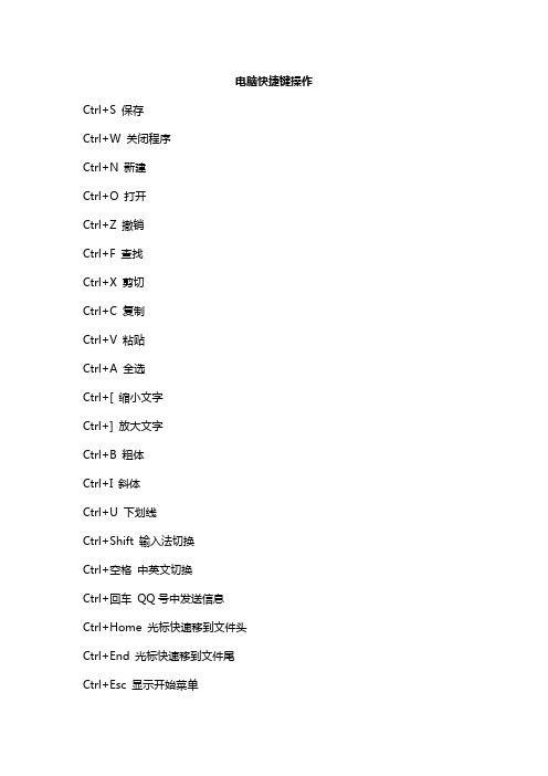 比较全面的键盘快捷键操作