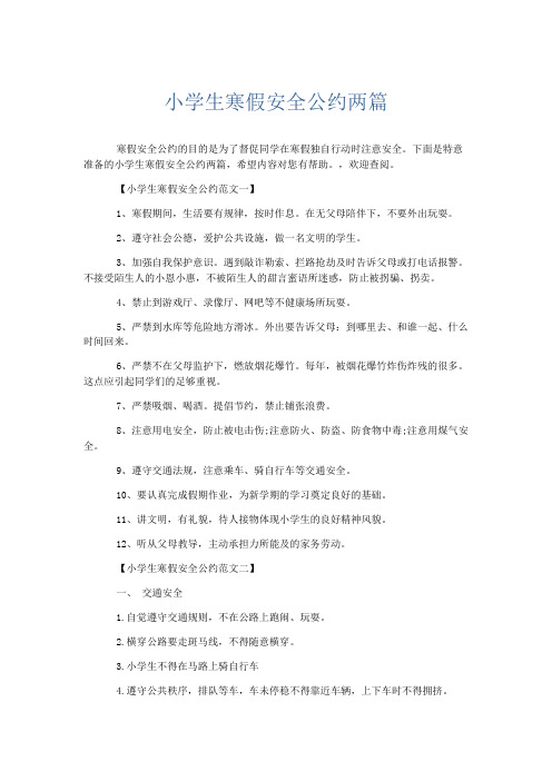 文秘知识-小学生寒假安全公约两篇 精品