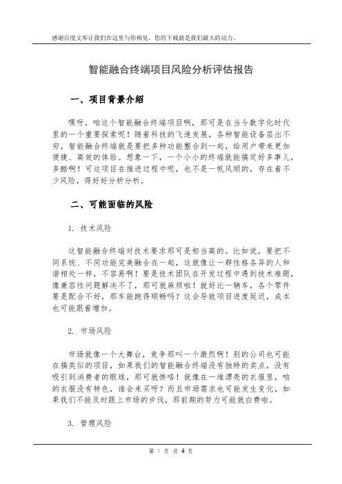 智能融合终端项目风险分析评估报告