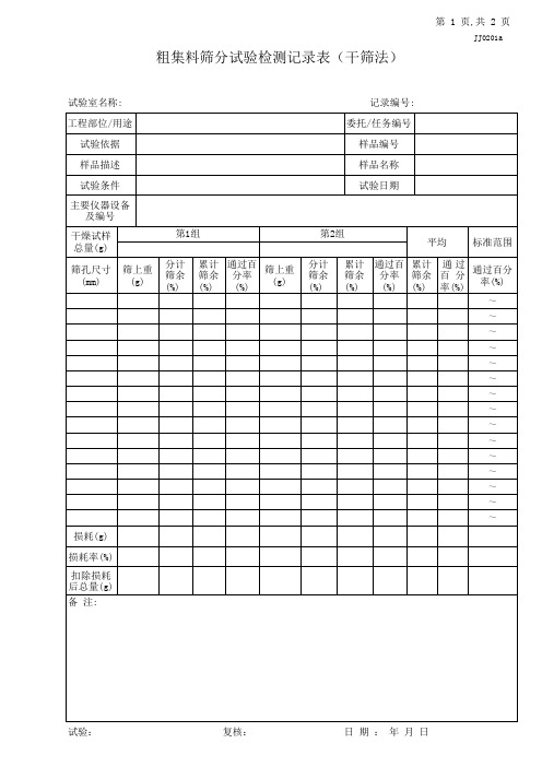 01.粗集料筛分试验检测记录表(干筛法)