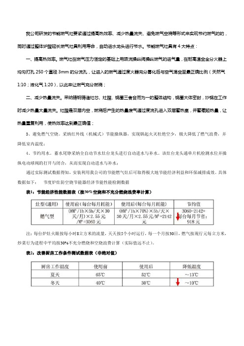 我公司研发的能燃气灶要紧通过提高热效率减少热量流失