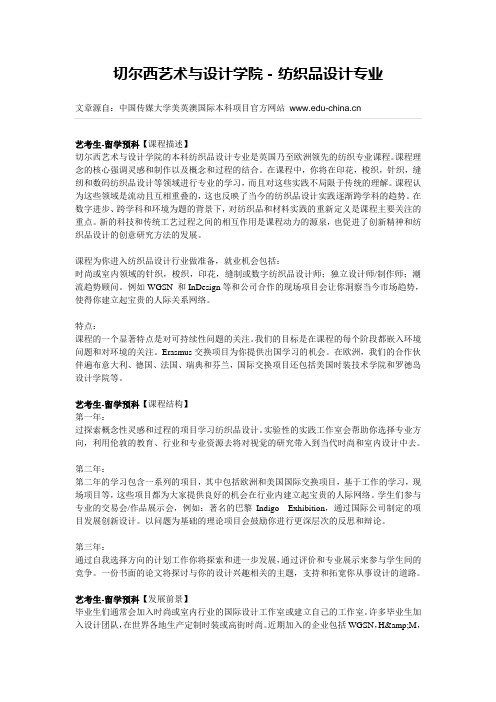 切尔西艺术与设计学院-纺织品设计专业